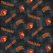 University of Southern California USC Trojans Flannel Fabric with Distressed Logo Print