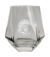 University of Tampa Spartans Etched Diamond Cut Stemless 10 ounce Wine Glass Clear