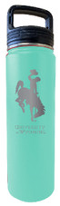 University of Wyoming 32 oz Engraved Insulated Double Wall Stainless Steel Water Bottle Tumbler (Seafoam)