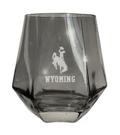 University of Wyoming Etched Diamond Cut Stemless 10 ounce Wine Glass Grey