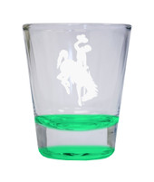 University of Wyoming Etched Round Shot Glass 2 oz Green