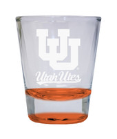 Utah Utes Etched Round Shot Glass 2 oz Orange