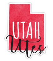 Utah Utes Watercolor State Die Cut Decal 2-Inch