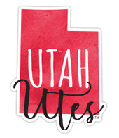 Utah Utes Watercolor State Die Cut Decal 4-Inch