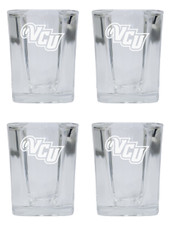 Virginia Commonwealth 2 Ounce Square Shot Glass laser etched logo Design 4-Pack