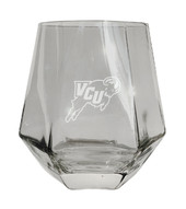 Virginia Commonwealth Etched Diamond Cut Stemless 10 ounce Wine Glass Clear