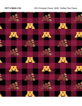 Minnesota Gophers Fleece Fabric with Buffalo Plaid design-Sold by the Yard