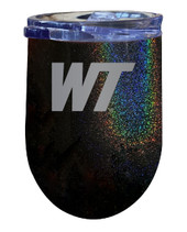 West Texas A&M Buffaloes 12 oz Laser Etched Insulated Wine Stainless Steel Tumbler Rainbow Glitter Black