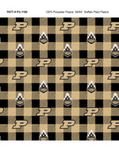 Purdue Boilermakers Fleece Fabric with Buffalo Plaid design-Sold by the Yard