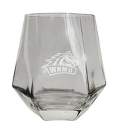 Western New Mexico University Etched Diamond Cut Stemless 10 ounce Wine Glass Clear