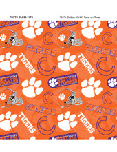 Clemson University Tigers Cotton Fabric with Tone On Tone Print or Matching Solid Cotton Fabrics