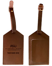 Personalized Customizable Alabama State University Engraved Leather Luggage Tag with Custom Name