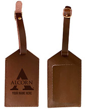 Personalized Customizable Alcorn State Braves Engraved Leather Luggage Tag with Custom Name