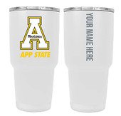 Collegiate Custom Personalized Appalachian State, 24 oz Insulated Stainless Steel Tumbler with Engraved Name (White)