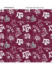 Texas A&M Aggies Cotton Fabric with Tone On Tone Print and Matching Solid Cotton Fabrics