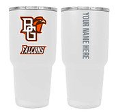 Collegiate Custom Personalized Bowling Green Falcons, 24 oz Insulated Stainless Steel Tumbler with Engraved Name (White)