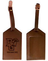 Personalized Customizable Bowling Green Falcons Engraved Leather Luggage Tag with Custom Name