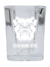 Personalized Customizable Butler Bulldogs Etched Stemless Shot Glass 2 oz With Custom Name