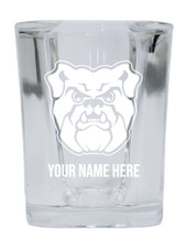 Personalized Butler Bulldogs Etched Square Shot Glass 2 oz With Custom Name