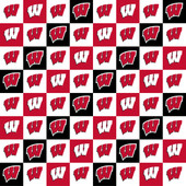 University of Wisconsin Badgers Cotton Fabric with Collegiate Check Print or Matching Solid Cotton Fabrics