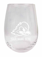 Personalized Customizable Delaware Blue Hens Etched Stemless Wine Glass 9 oz With Custom Name