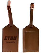 Personalized Customizable East Texas Baptist University Engraved Leather Luggage Tag with Custom Name