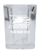 Personalized Customizable Georgia Southern Eagles Etched Stemless Shot Glass 2 oz With Custom Name