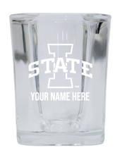 Personalized Iowa State Cyclones Etched Square Shot Glass 2 oz With Custom Name