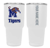 Collegiate Custom Personalized Memphis Tigers, 24 oz Insulated Stainless Steel Tumbler with Engraved Name (White)