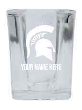 Personalized Customizable Michigan State Spartans Etched Stemless Shot Glass 2 oz With Custom Name