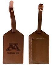 Personalized Customizable Minnesota Gophers Engraved Leather Luggage Tag with Custom Name