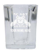 Personalized Customizable North Carolina A&T State Aggies Etched Stemless Shot Glass 2 oz With Custom Name