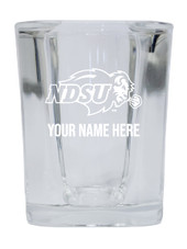 Personalized Customizable North Dakota State Bison Etched Stemless Shot Glass 2 oz With Custom Name