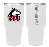 Collegiate Custom Personalized Northern Illinois Huskies, 24 oz Insulated Stainless Steel Tumbler with Engraved Name (White)