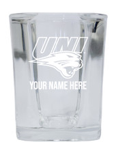 Personalized Customizable Northern Iowa Panthers Etched Stemless Shot Glass 2 oz With Custom Name