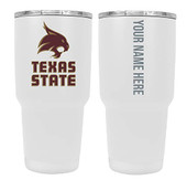 Collegiate Custom Personalized Texas State Bobcats, 24 oz Insulated Stainless Steel Tumbler with Engraved Name (White)