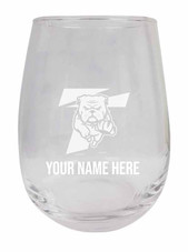 Personalized Customizable Truman State University Etched Stemless Wine Glass 9 oz With Custom Name