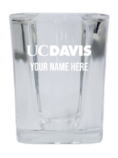 Personalized UC Davis Aggies Etched Square Shot Glass 2 oz With Custom Name