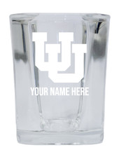 Personalized Utah Utes Etched Square Shot Glass 2 oz With Custom Name