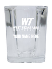 Personalized West Texas A&M Buffaloes Etched Square Shot Glass 2 oz With Custom Name