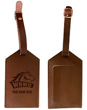 Personalized Customizable Western New Mexico University Engraved Leather Luggage Tag with Custom Name