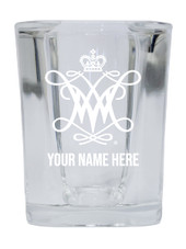 Personalized Customizable William and Mary Etched Stemless Shot Glass 2 oz With Custom Name