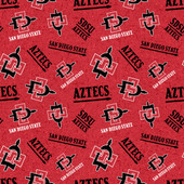 San Diego State University Aztecs Cotton Fabric with Tone On Tone Print or Matching Solid Cotton Fabrics