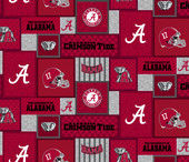 University of Alabama Crimson Tide College Patch Fleece Fabric Remanats