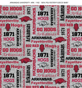 University of Arkansas Razorbacks Heather Verbiage Fleece Fabric Remnants