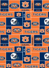 Auburn University Tigers Geometric Fleece Fabric Remnants