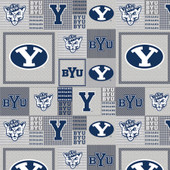 Brigham Young University BYU Cougars Grey Block Fleece Fabric Remnants