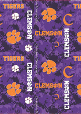 Clemson University Tigers Digi Camo Fleece Fabric Remnants