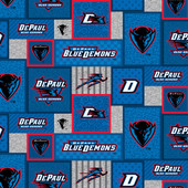 DePaul University Blue Demons College Patch Fleece Fabric Remnants