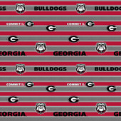 University of Georgia Bulldogs Polo Stripe Fleece Fabric Remnants